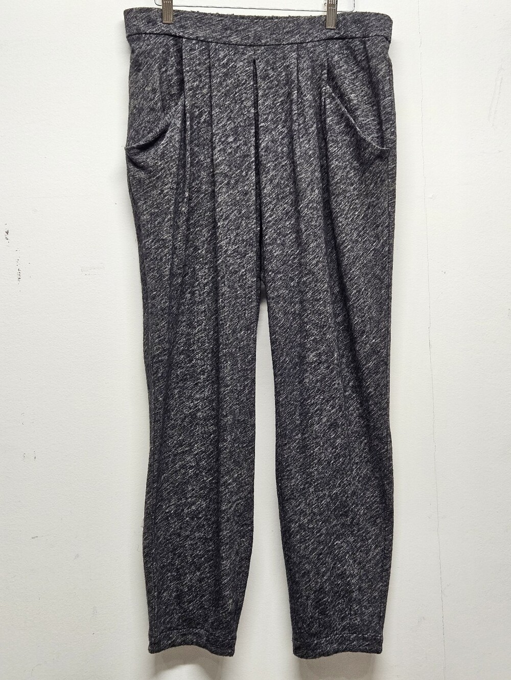 Eileen Fisher Gray Wool Blend Knit Ankle Sweatpants Side Pockets Small Lounge